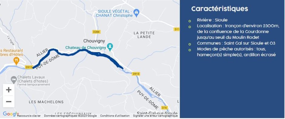 © No-kill-Strecke - Sioule Gourdonne in St-Gal-sur-Sioule - Fédération pêche 63