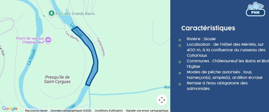 © No-kill-Strecke - La Sioule in Châteauneuf-les-bains_Châteauneuf-les-Bains - Fédération de Pêche 63